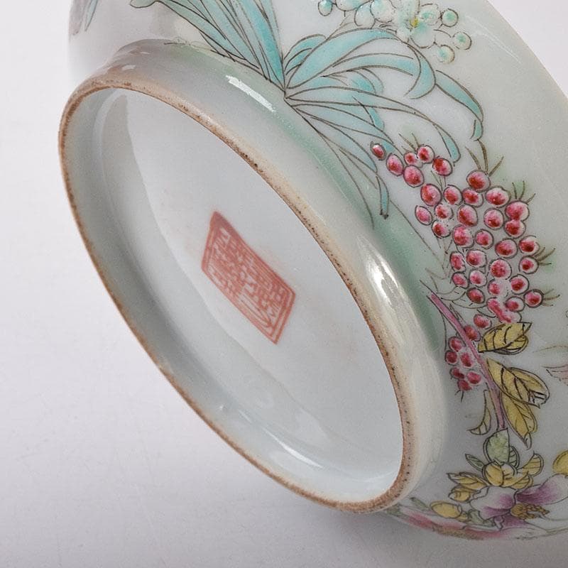 中国　大清乾隆年製　粉彩　花鳥文　皿　C　7821