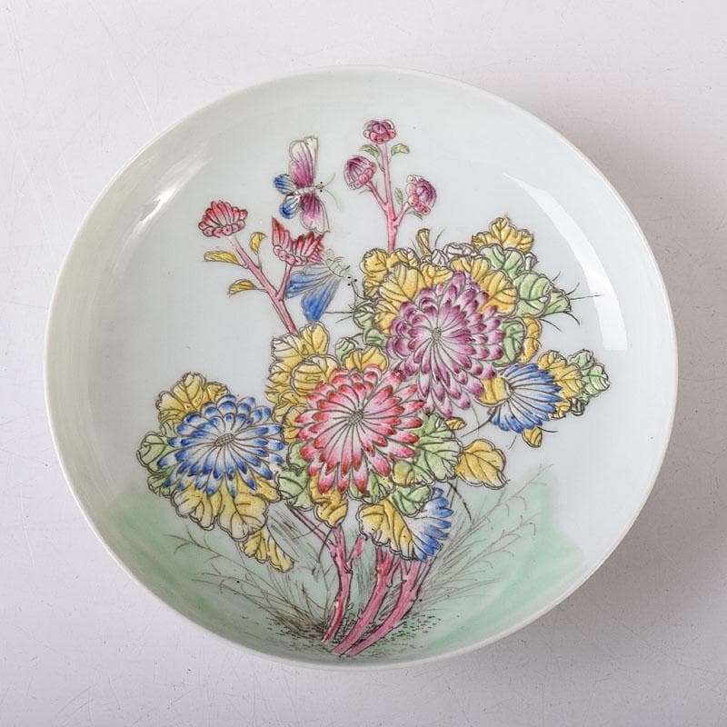 中国　大清乾隆年製　粉彩　花鳥文　皿　C　7821