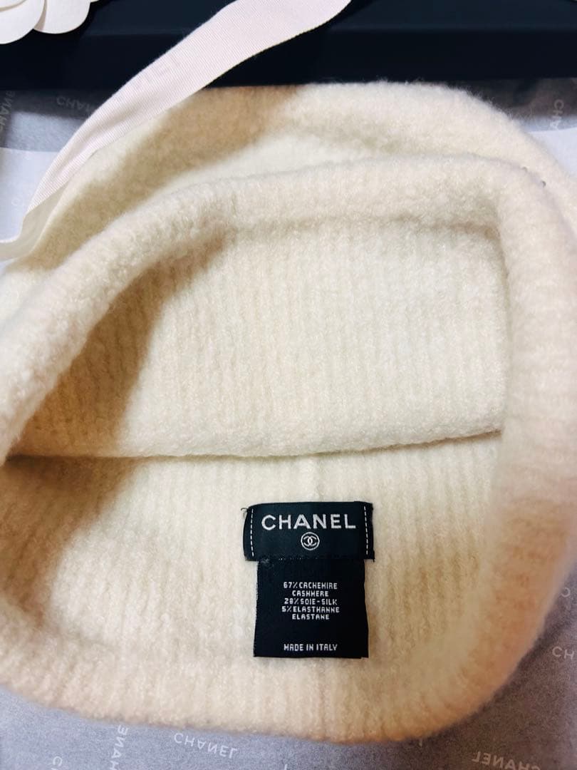 CHANEL シャネル 2025新作　カシミヤシルク　ニット帽 CCロゴ