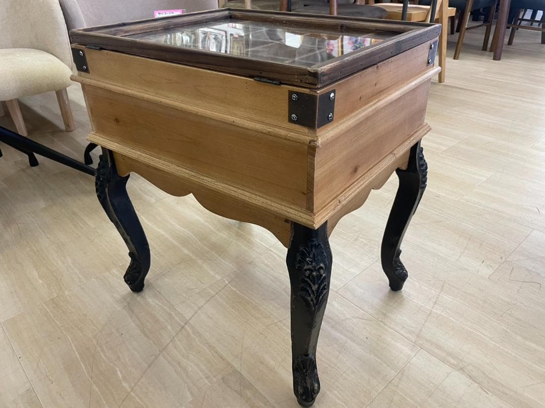 コレクションテーブル　コレクションケース　机　サイドテーブル　アンティーク　木