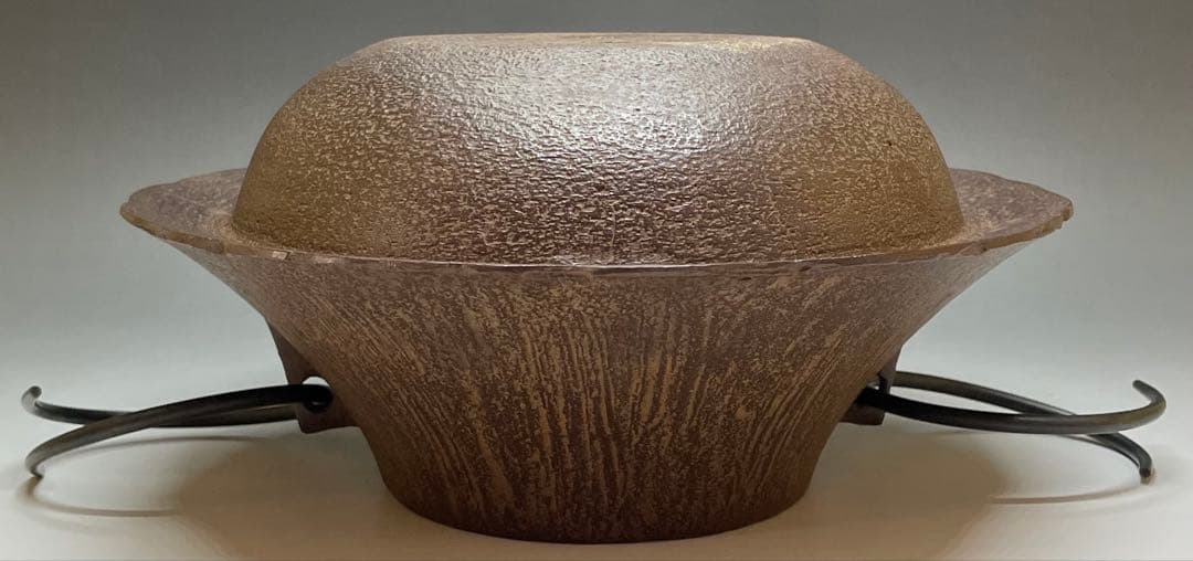 人間国宝　佐藤浄清　茶釜　雪景地紋　富士釜　釜釻　共箱　X803