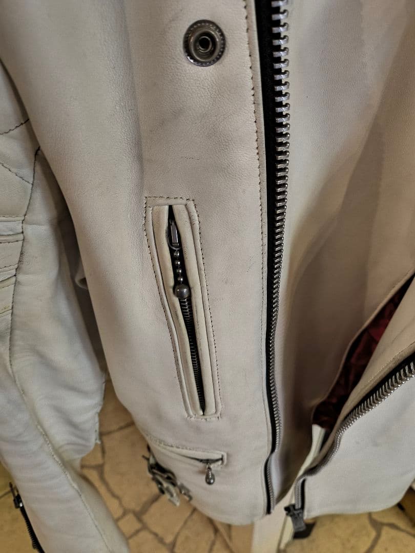 貴重 666 Triple Six レザージャケット 36 ホワイト 英国製