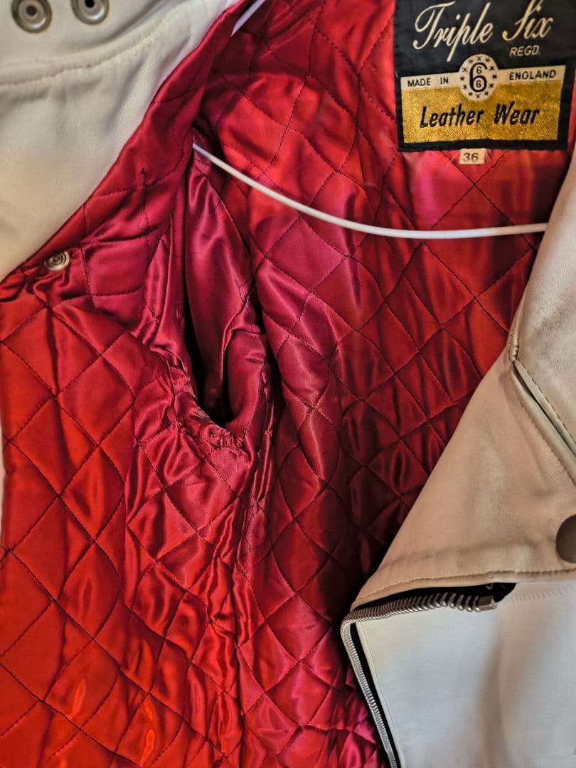 貴重 666 Triple Six レザージャケット 36 ホワイト 英国製