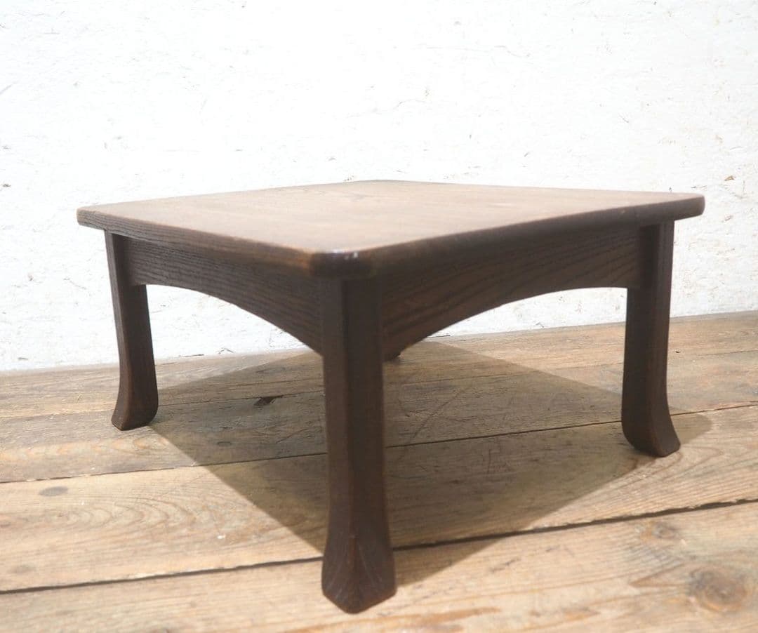 1382 栗の一枚板　レトロなローテーブル　文机　陳列台　展示台　アンティーク