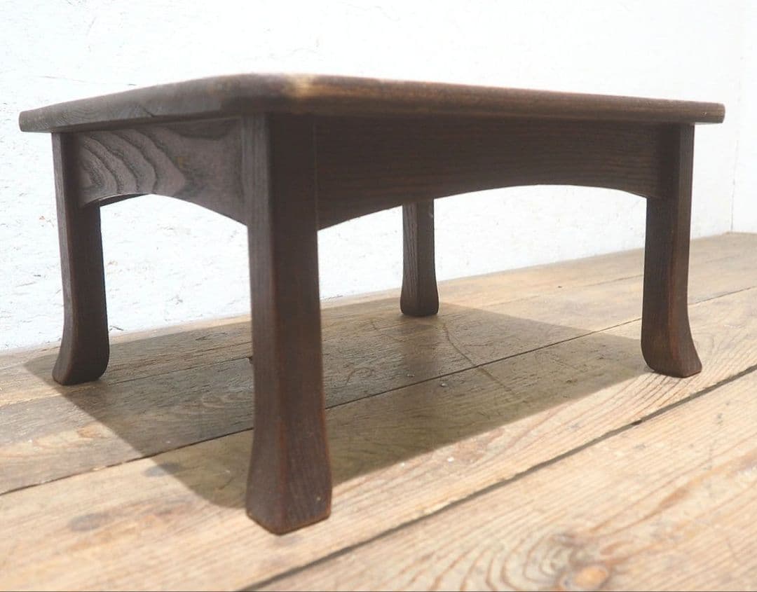 1382 栗の一枚板　レトロなローテーブル　文机　陳列台　展示台　アンティーク