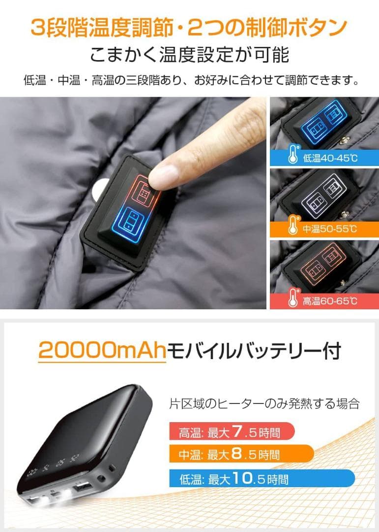 モバイルバッテリー対応 USB電気毛布 5WAY使用