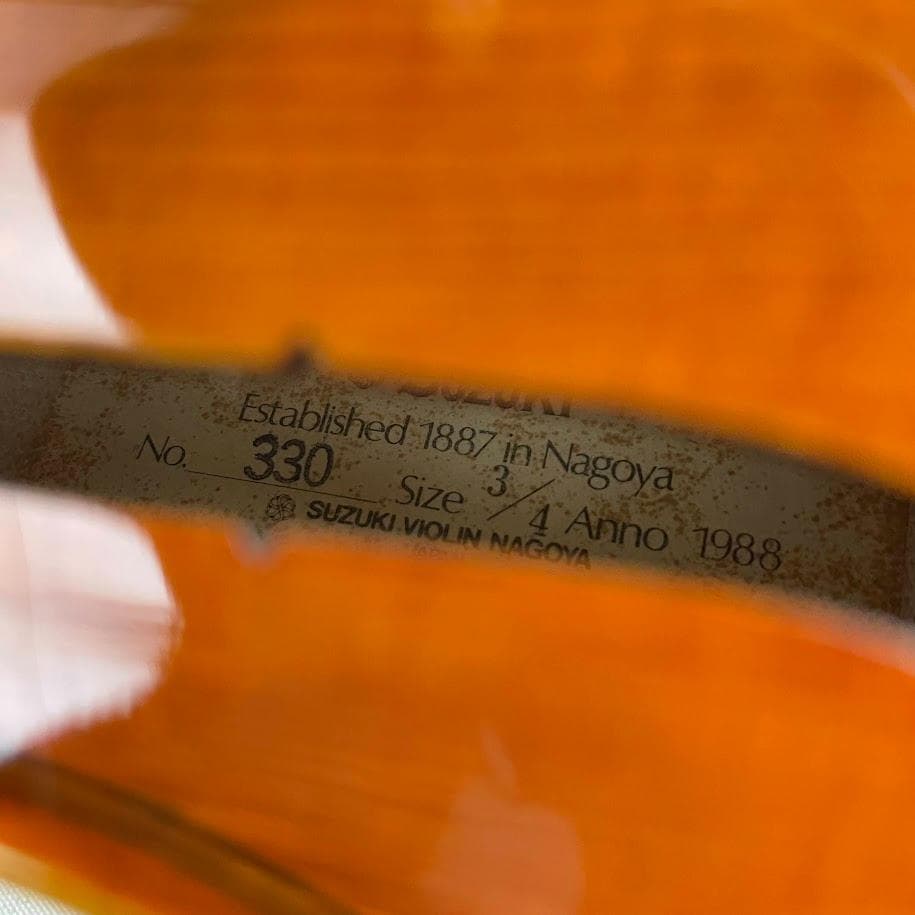 虎杢●鈴木バイオリン● No.330 3/4 黄金期 1988年製 弓・杉藤