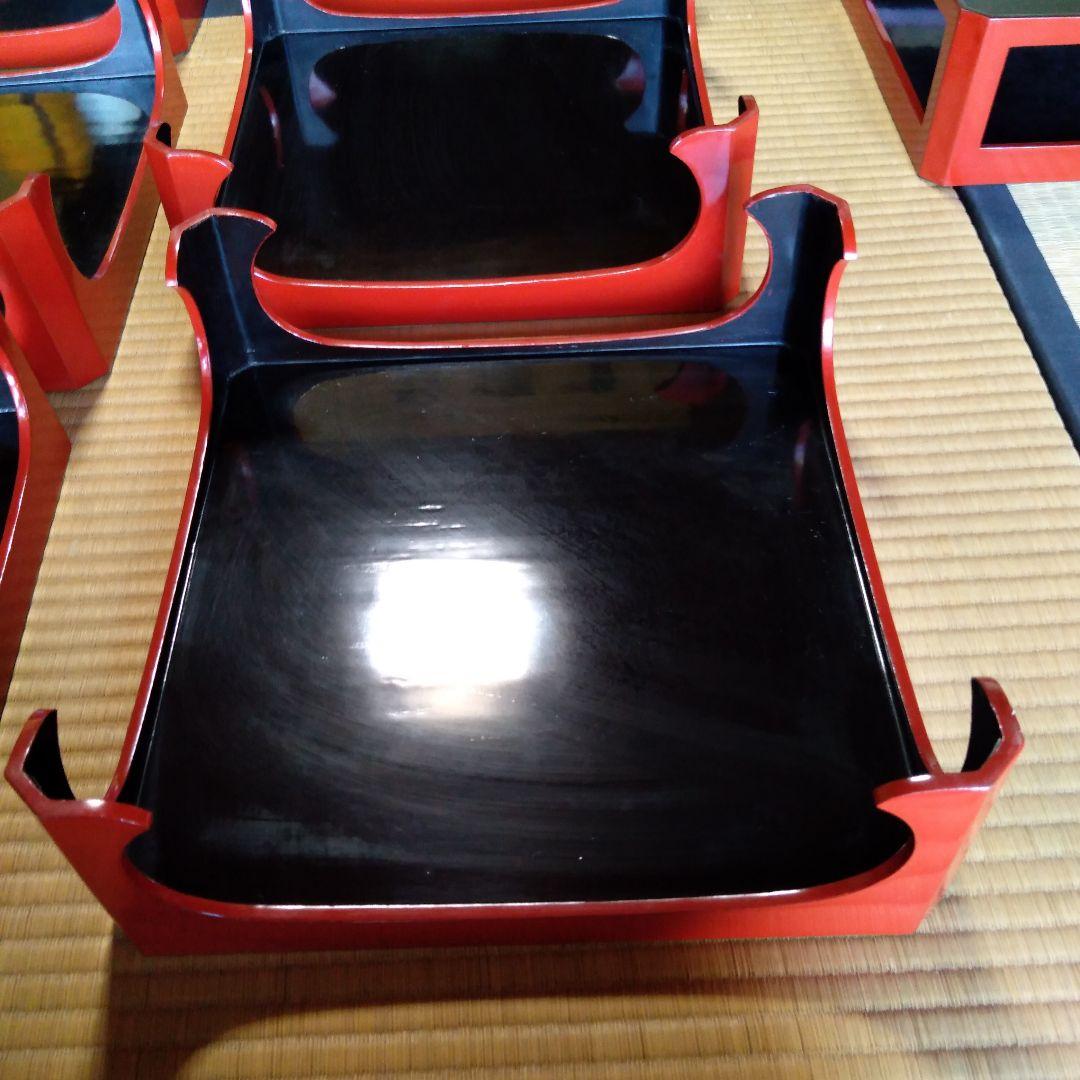 角膳　会席膳　朱色　木製　漆器　 大小2セット　大10膳小２膳