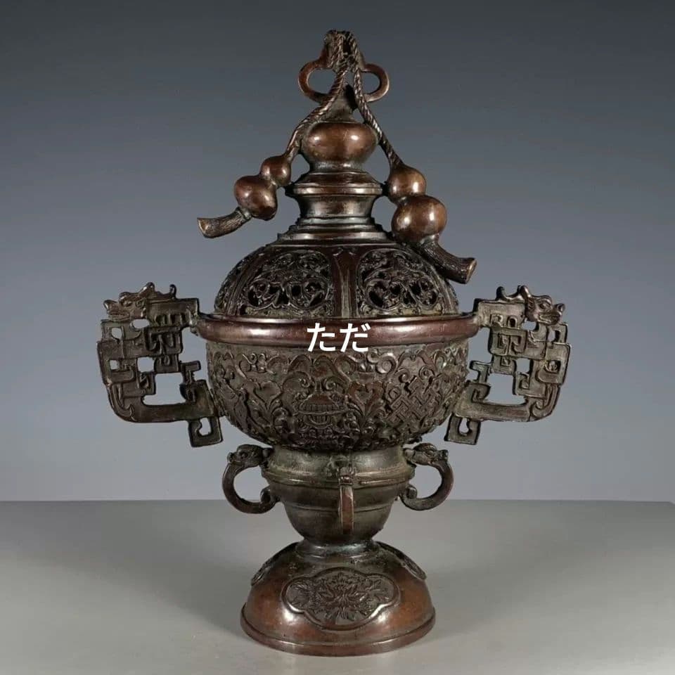 銅器 八宝瓢簞薫香炉 室内薫炉 香道具 装飾品 現代工芸品 置物