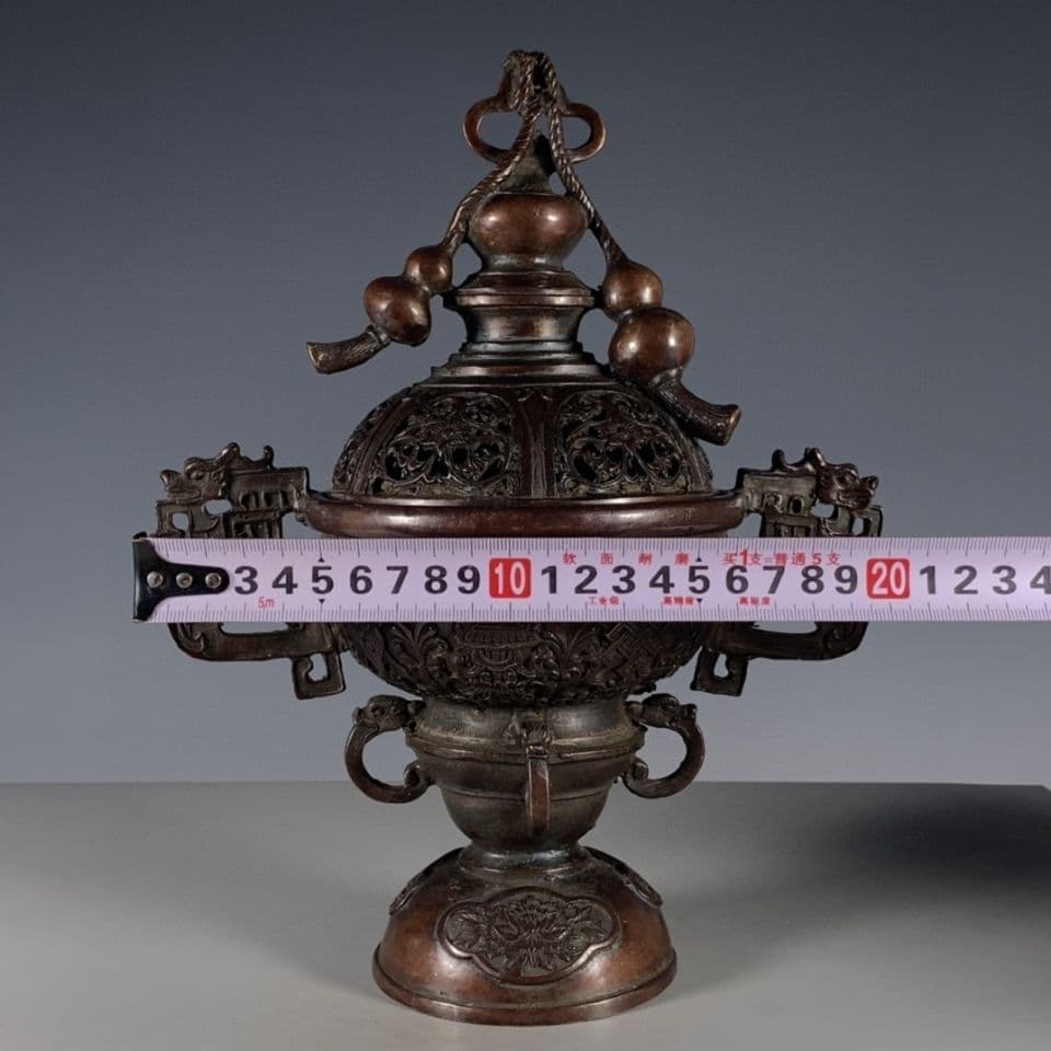 銅器 八宝瓢簞薫香炉 室内薫炉 香道具 装飾品 現代工芸品 置物