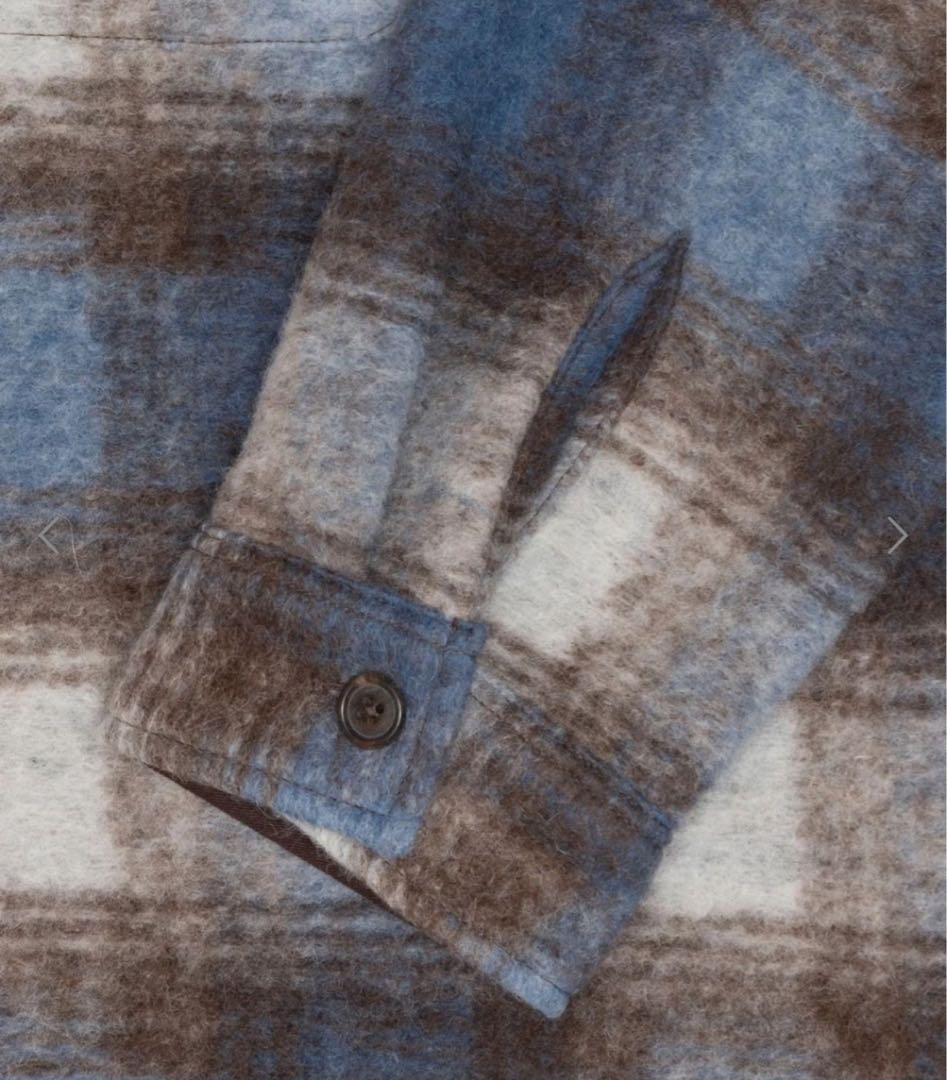 【美品】STUSSY BRUSHED WOOL PLAID ZIP SHIRT
