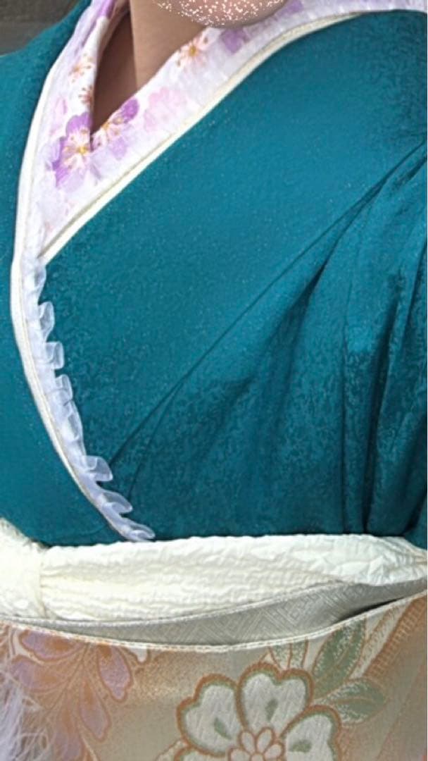 振袖青緑色ラメ入り　フルセット