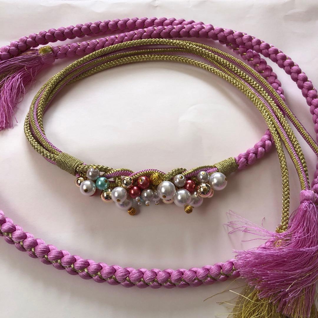 振袖青緑色ラメ入り　フルセット