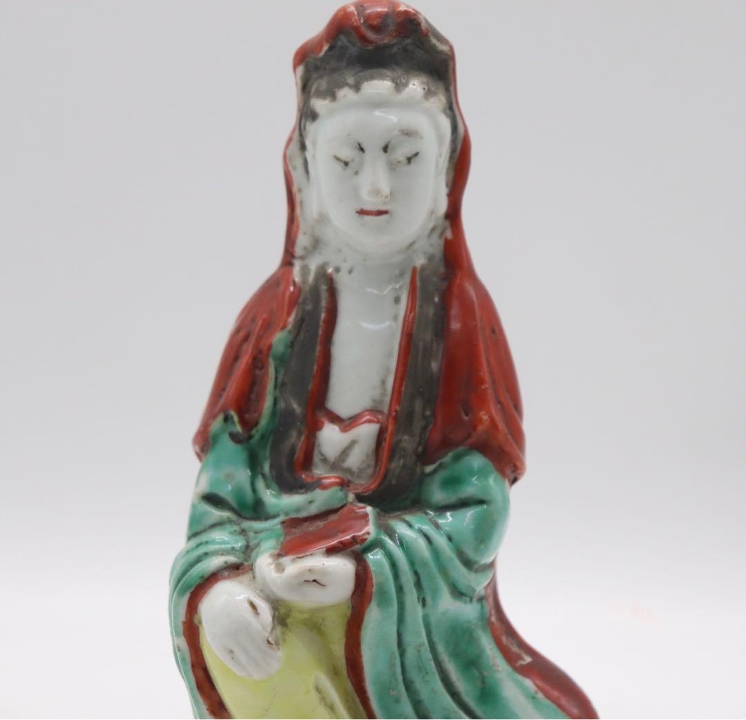 中国　清時代　粉彩　観音　送料込み1028