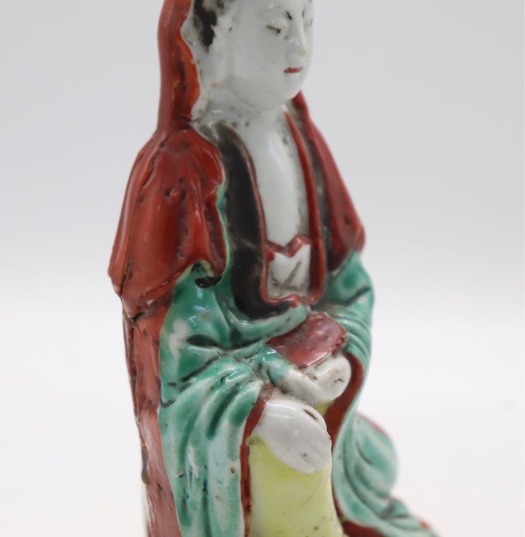 中国　清時代　粉彩　観音　送料込み1028