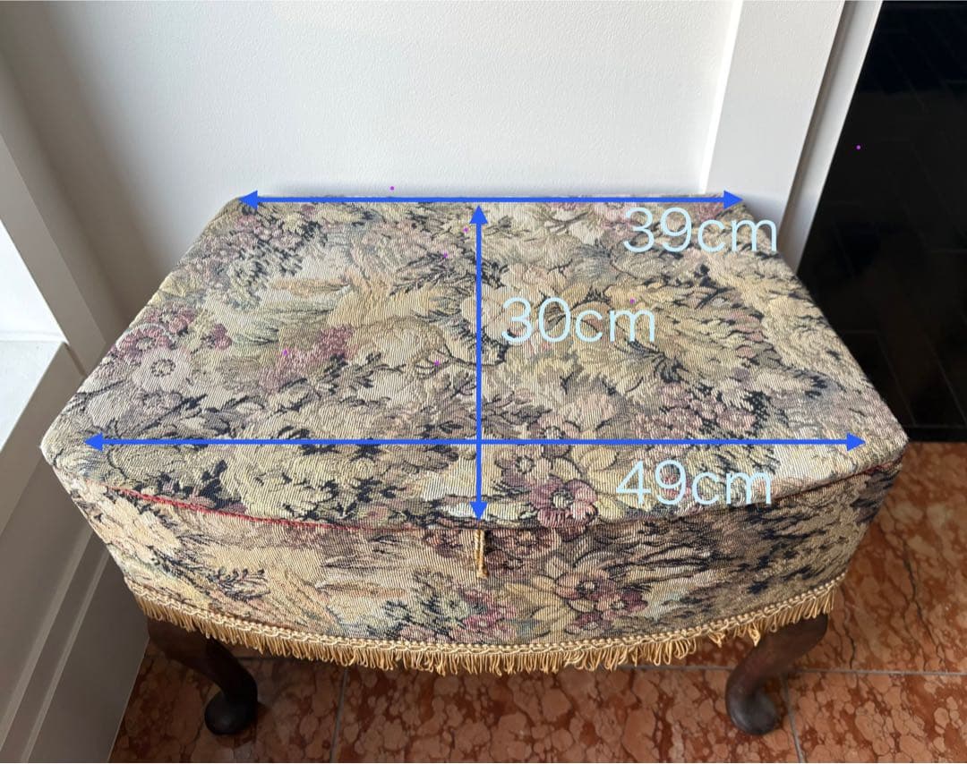 ✴︎イギリスヴィンテージ ソーイングボックス✴︎ 収納に ゴブラン織 木製 猫脚