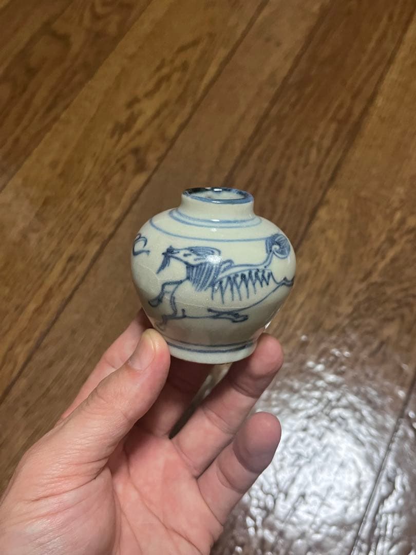 古染付　小壷　小壺　麒麟　香炉　初期伊万里　李朝　民藝　民芸　安南