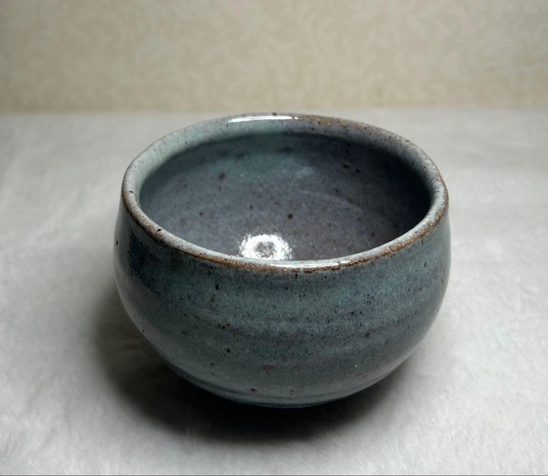 茶道具 抹茶碗 青釉 陶印あり 裏千家 稽古用 祖母旧蔵