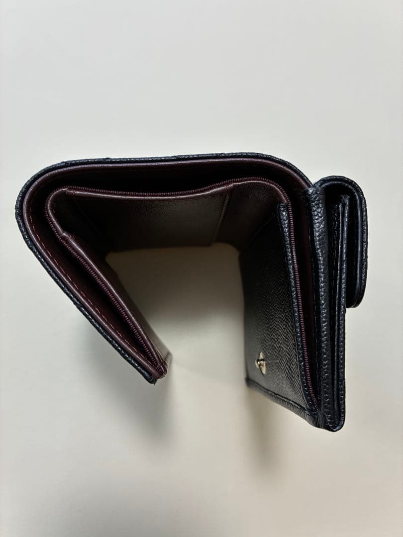 CHANEL シャネル 三つ折財布 キャビアスキン ミニ財布 ブラック 正規品
