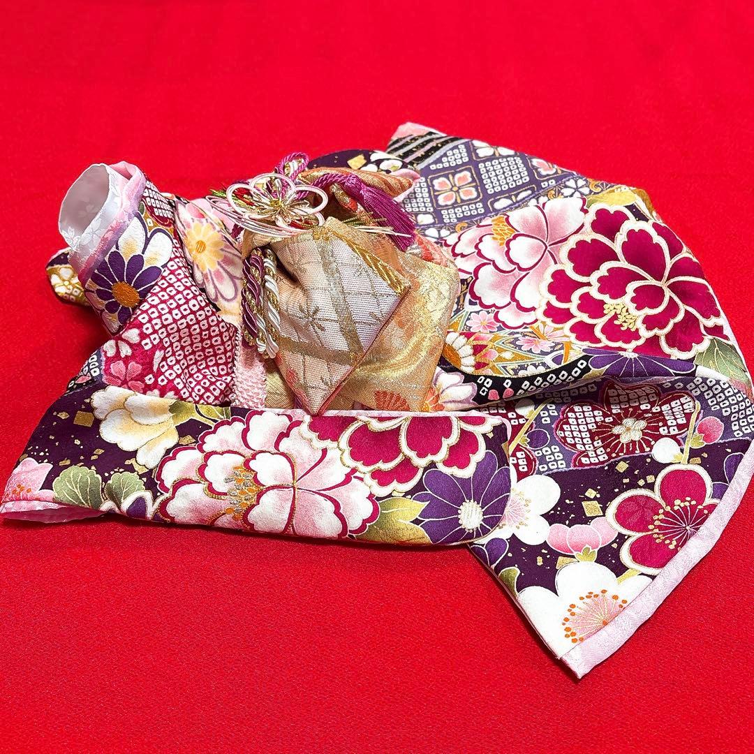 即納✨犬の着物✨犬用本格大振袖 XS お引き摺り 紫系 正絹金彩入り