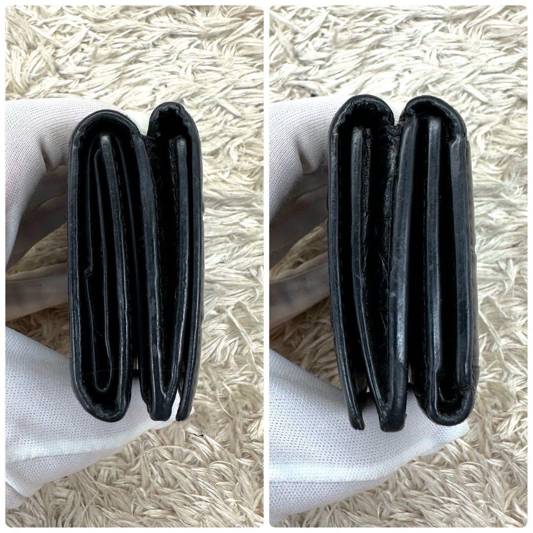 【美品】バレンシアガ 三つ折財布 ブラック クロコ エブリイデイ ユニセックス