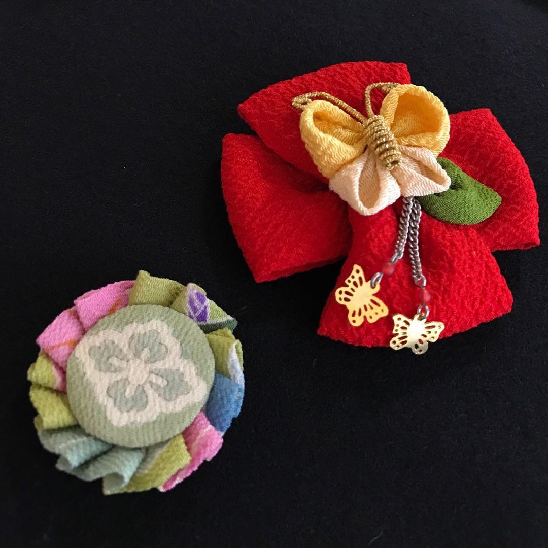 ＊ 市松人形 12号 鯛車 鼓 花 錦紗縮緬 アンティーク 着物 帯 ＊