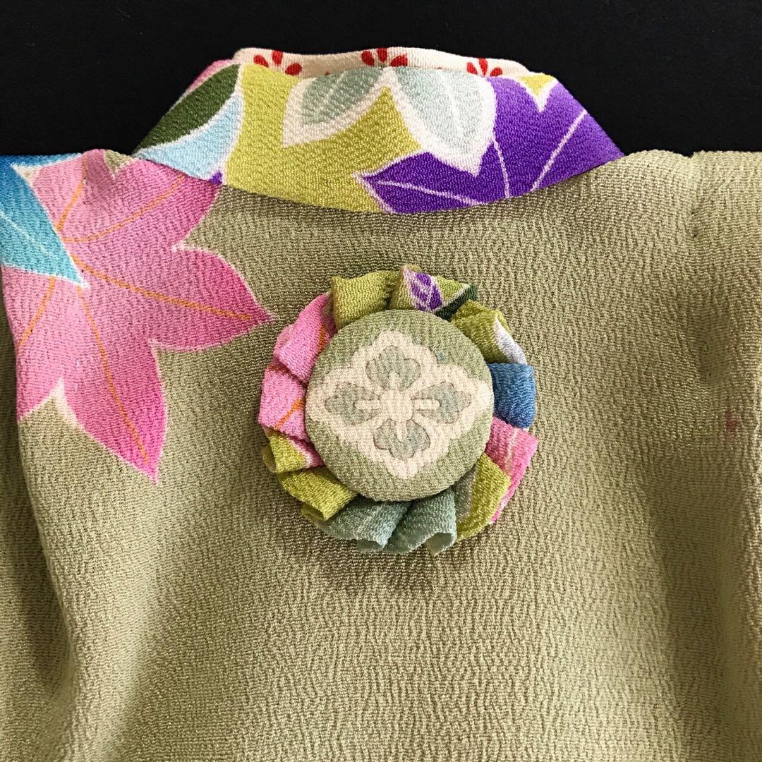 ＊ 市松人形 12号 鯛車 鼓 花 錦紗縮緬 アンティーク 着物 帯 ＊