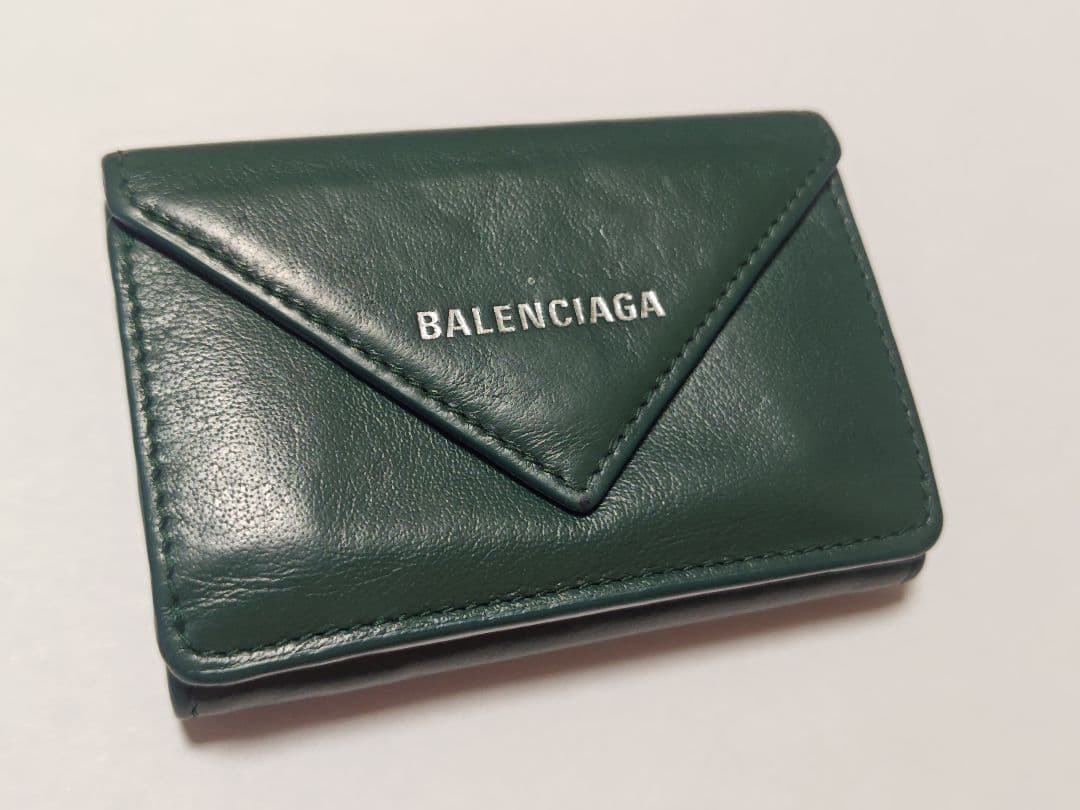 ★BALENCIAGA★ペーパーミニウォレット★グリーン★三つ折り財布★