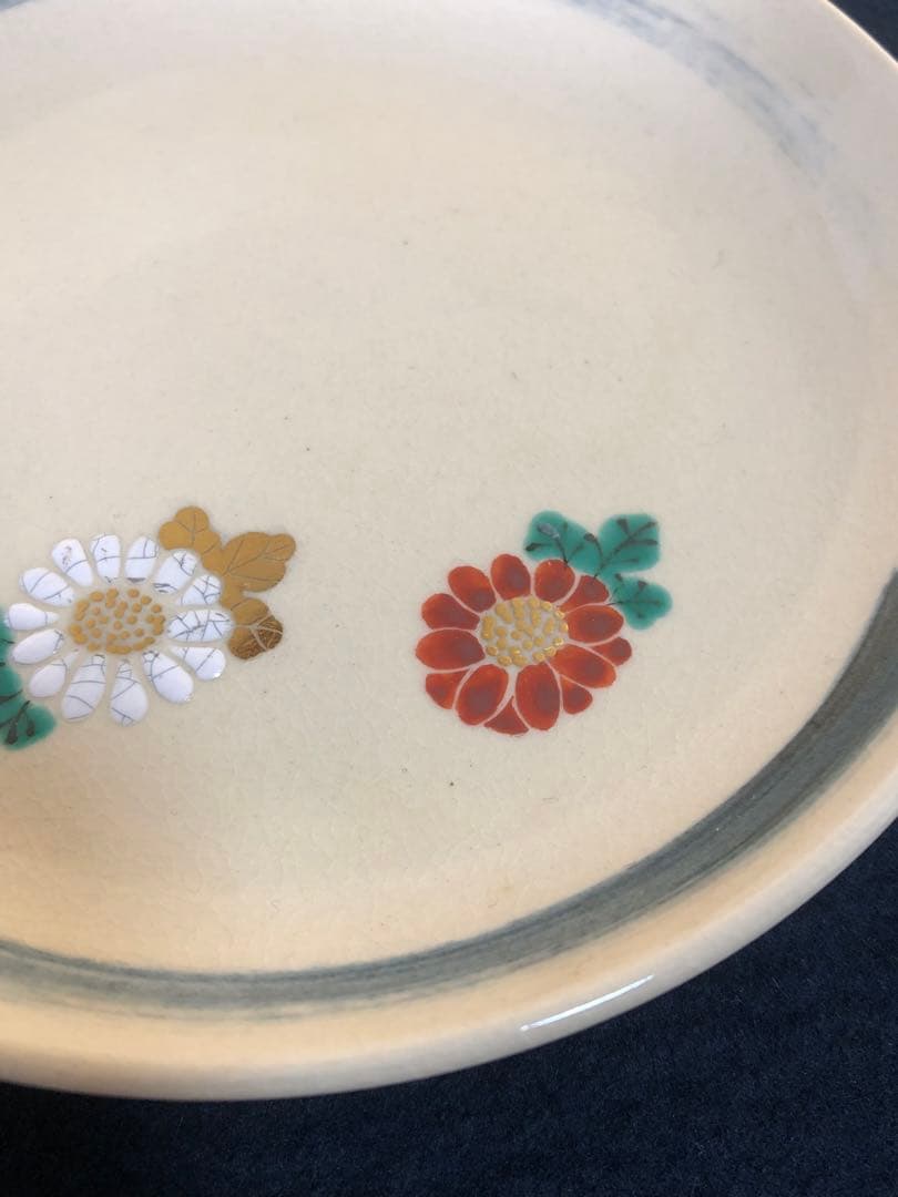 《R》仁清写菊 銘々皿5客 永楽善五郎造 共布 共箱 251208お4