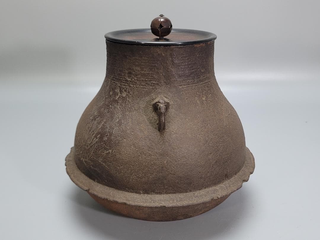 茶道具 鶴 舟引 人物紋 釜 時代物