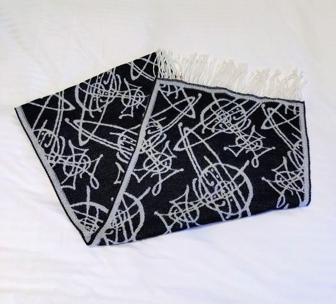 Vivienne Westwood グレー ブラック マフラー　オーブ　ロゴ総柄