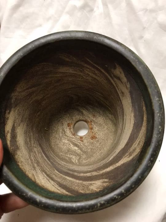 盆栽鉢　時代超希少練り込み模様常滑名工正山お洒落な盆栽鉢植木鉢超モダン観葉植物