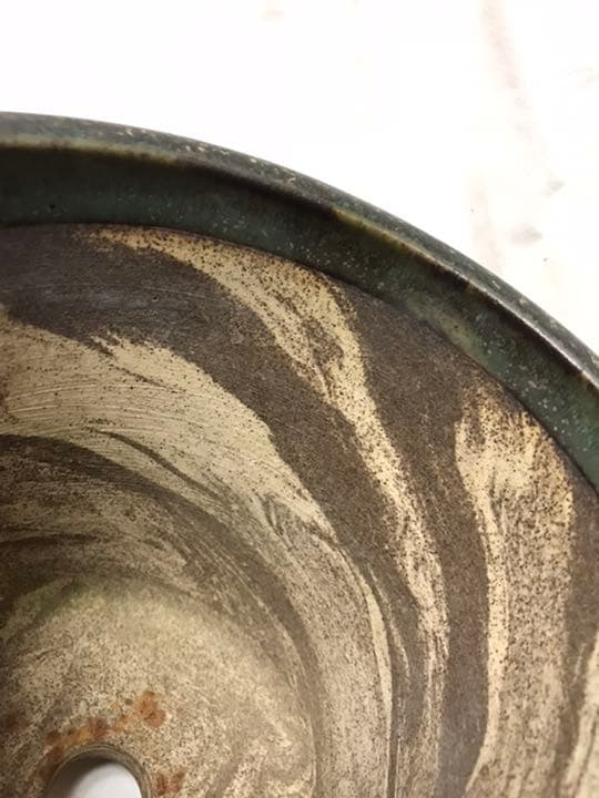 盆栽鉢　時代超希少練り込み模様常滑名工正山お洒落な盆栽鉢植木鉢超モダン観葉植物