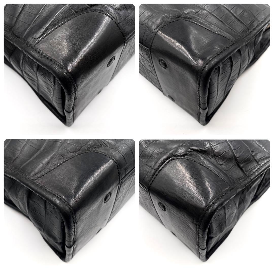 《超美品》ダニエル&ボブ ビジネス バッグ ブリーフケース 型押し レザー 黒系