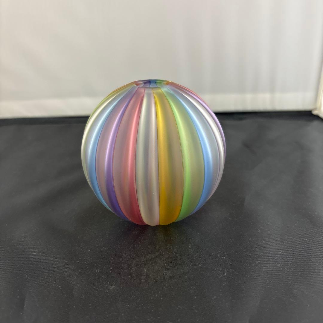 作家物　虹色ガラスの一輪挿し　未使用品