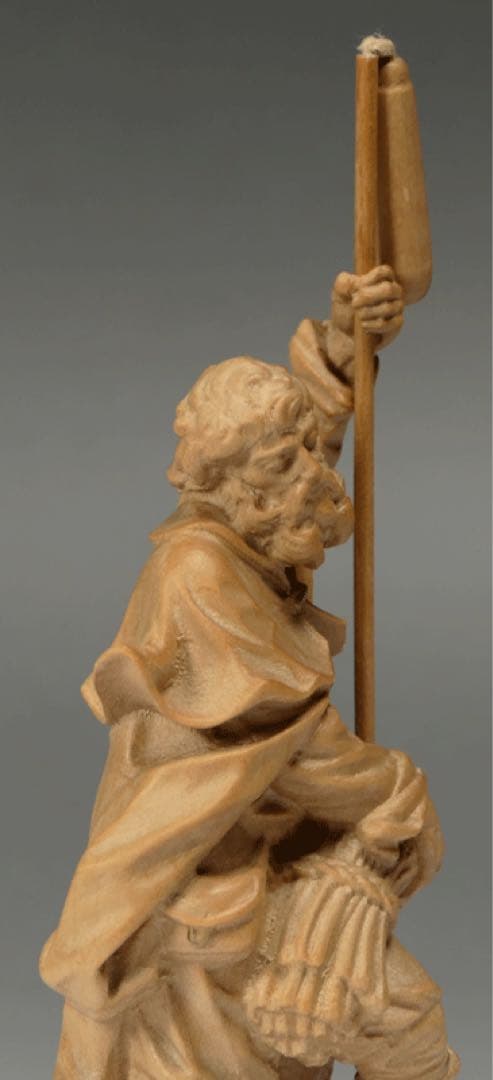 【木彫・聖イシドロ像　ガラスドーム入り 】キリスト教美術　聖人像