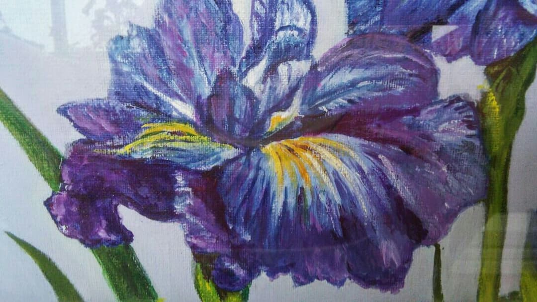 ⭕お値下げ⭕春の半額セール◆村田酉市◆『花菖蒲 』 肉筆油絵 8号新槐樹社全国展