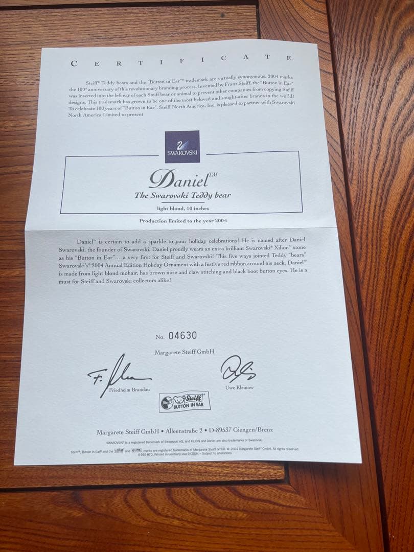 シュタイフ 2004 スワロフスキー　クリスタルベア