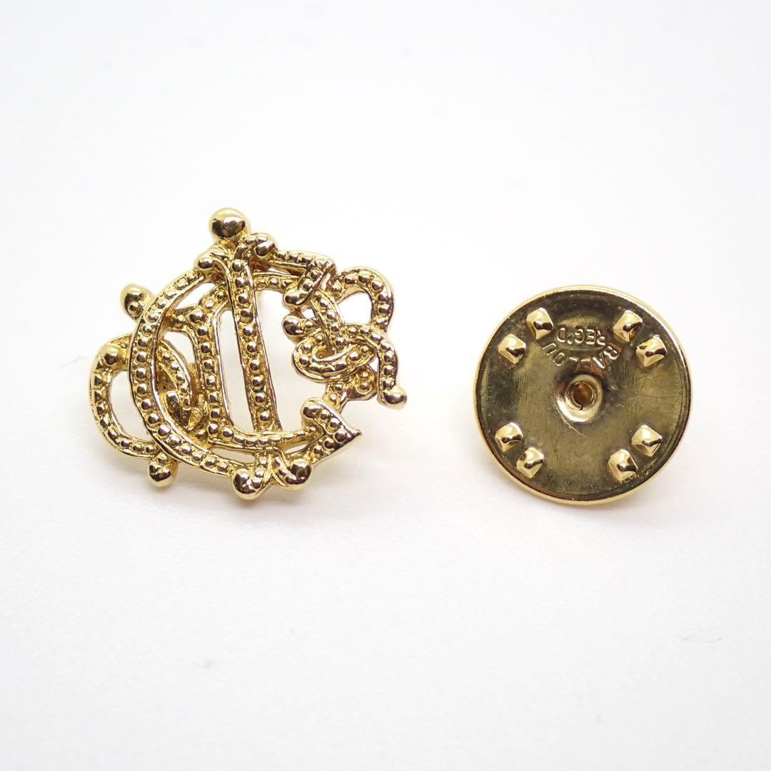 美品　クリスチャンディオール ピンバッジ　ロゴ　ゴールド