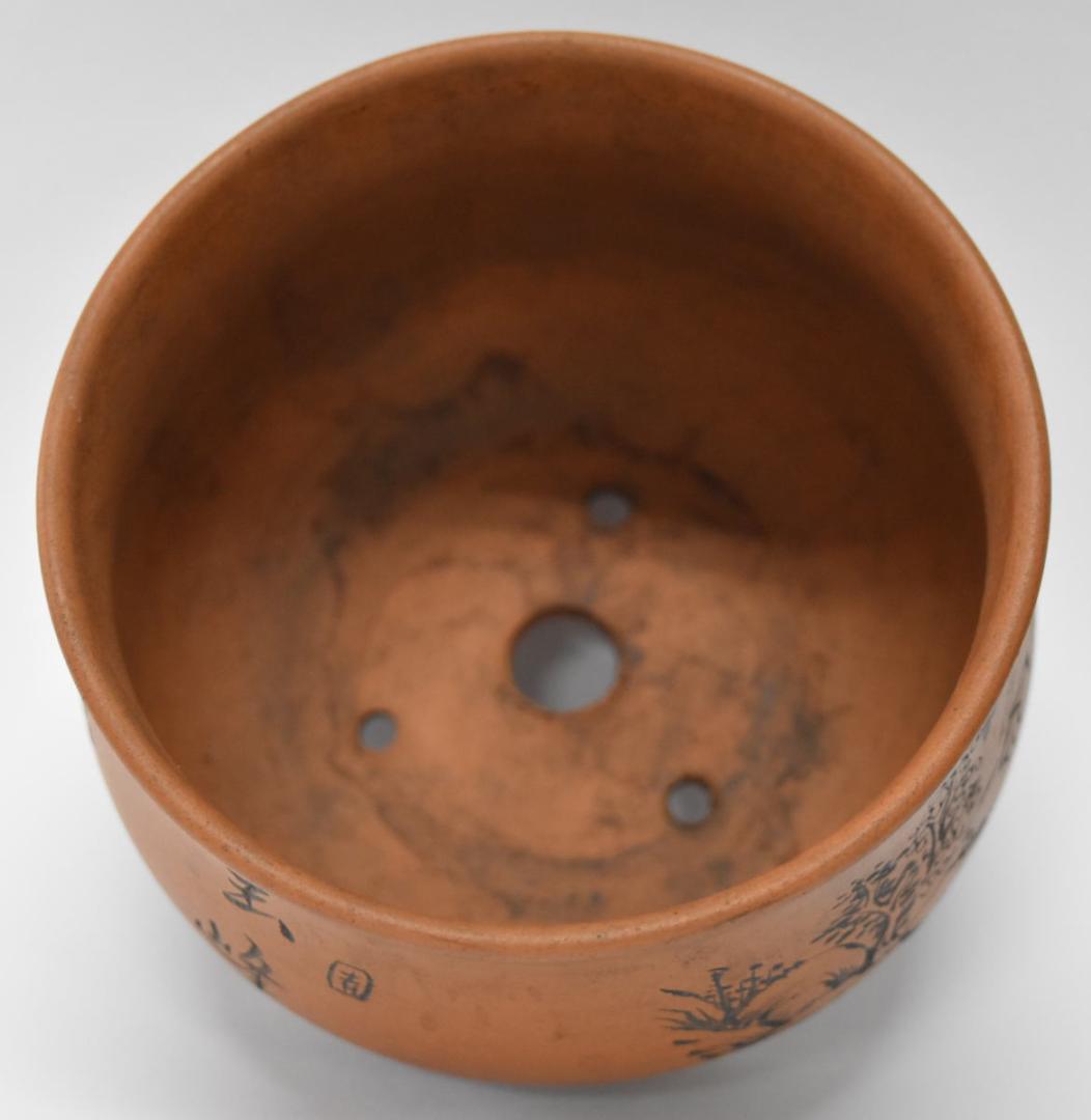 中国宜興 紫砂 孫偉盆芸 在銘 盆栽 花鉢 無傷 植木鉢 朱泥 WWTT164
