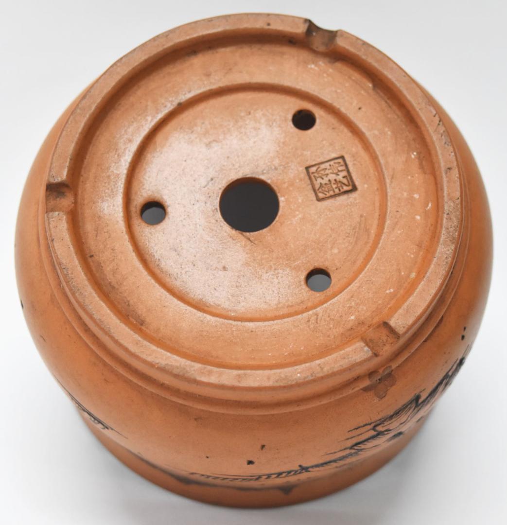 中国宜興 紫砂 孫偉盆芸 在銘 盆栽 花鉢 無傷 植木鉢 朱泥 WWTT164