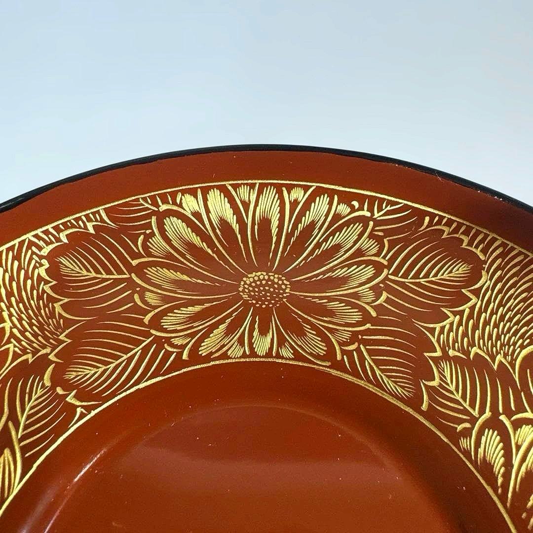 煎茶道具　能登　輪島塗　沈金　菊模様　茶托