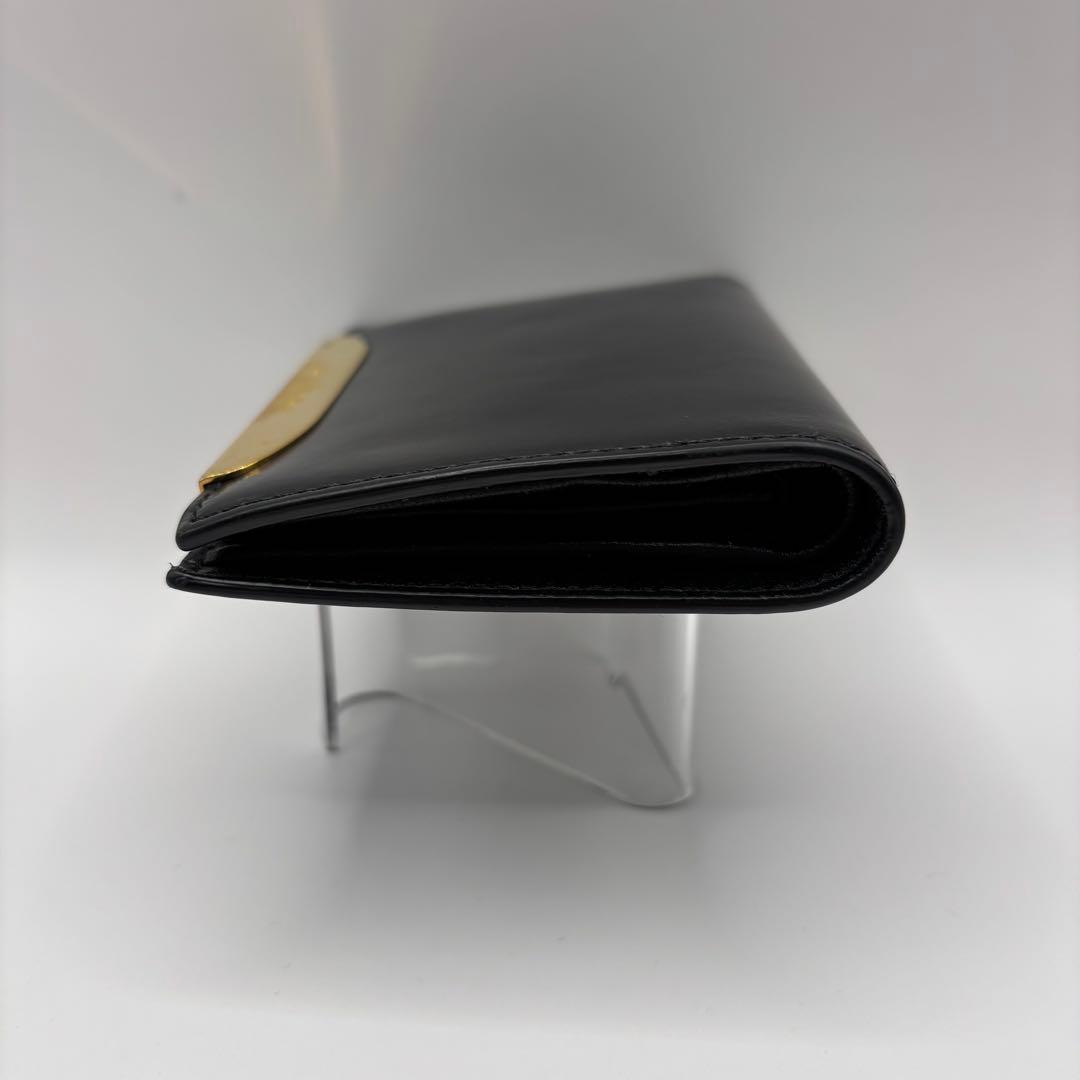 MARNI 二つ折り財布　ブラック　ゴールド　光沢　コンパクト　ウォレット　財布