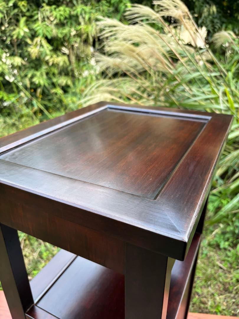 北海道民芸家具 カバ無垢材 電話台 サイドテーブル 飾り台 花台