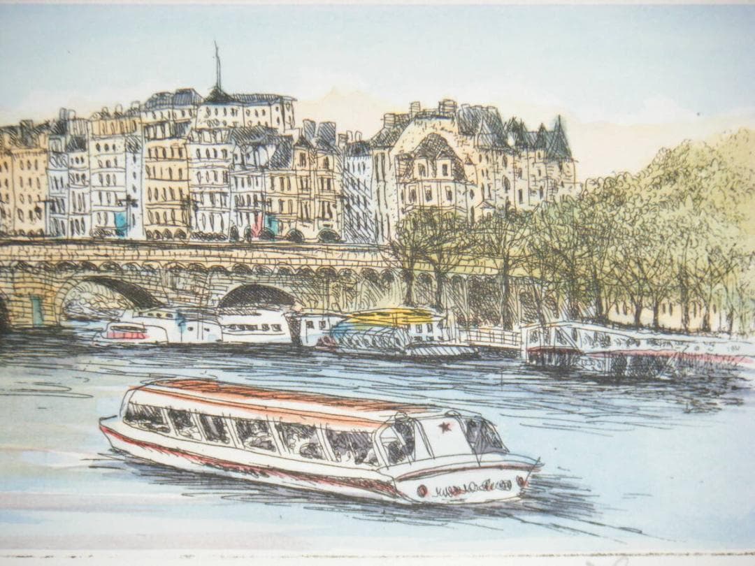 【真作】版画　織田義郎　銅版画　風景画　個展多数開催　名品　T15