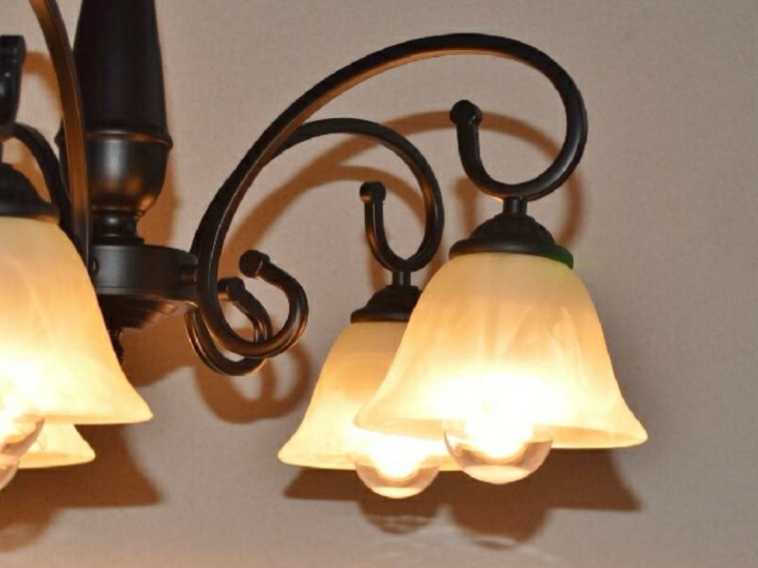 天井照明 シャンデリア 5灯 黒 マットブラック シンプル モダン レトロ