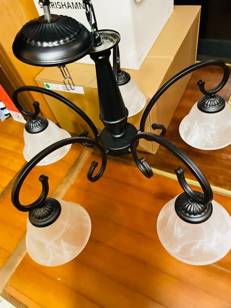 天井照明 シャンデリア 5灯 黒 マットブラック シンプル モダン レトロ