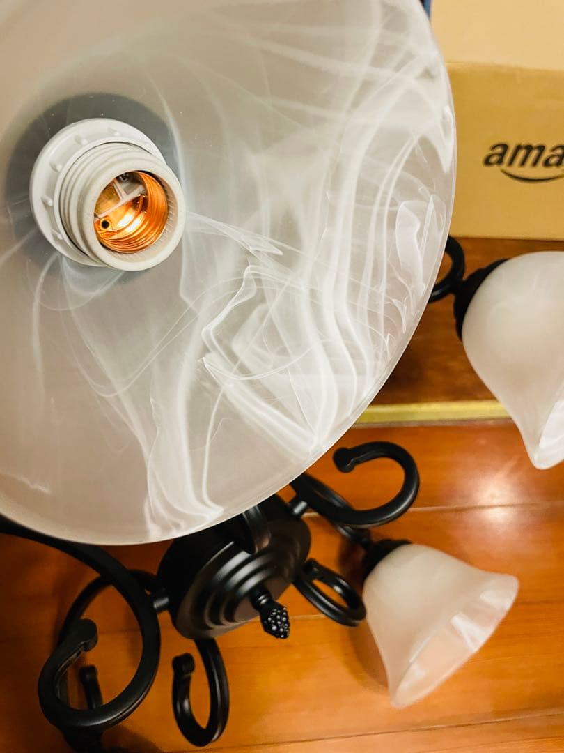 天井照明 シャンデリア 5灯 黒 マットブラック シンプル モダン レトロ