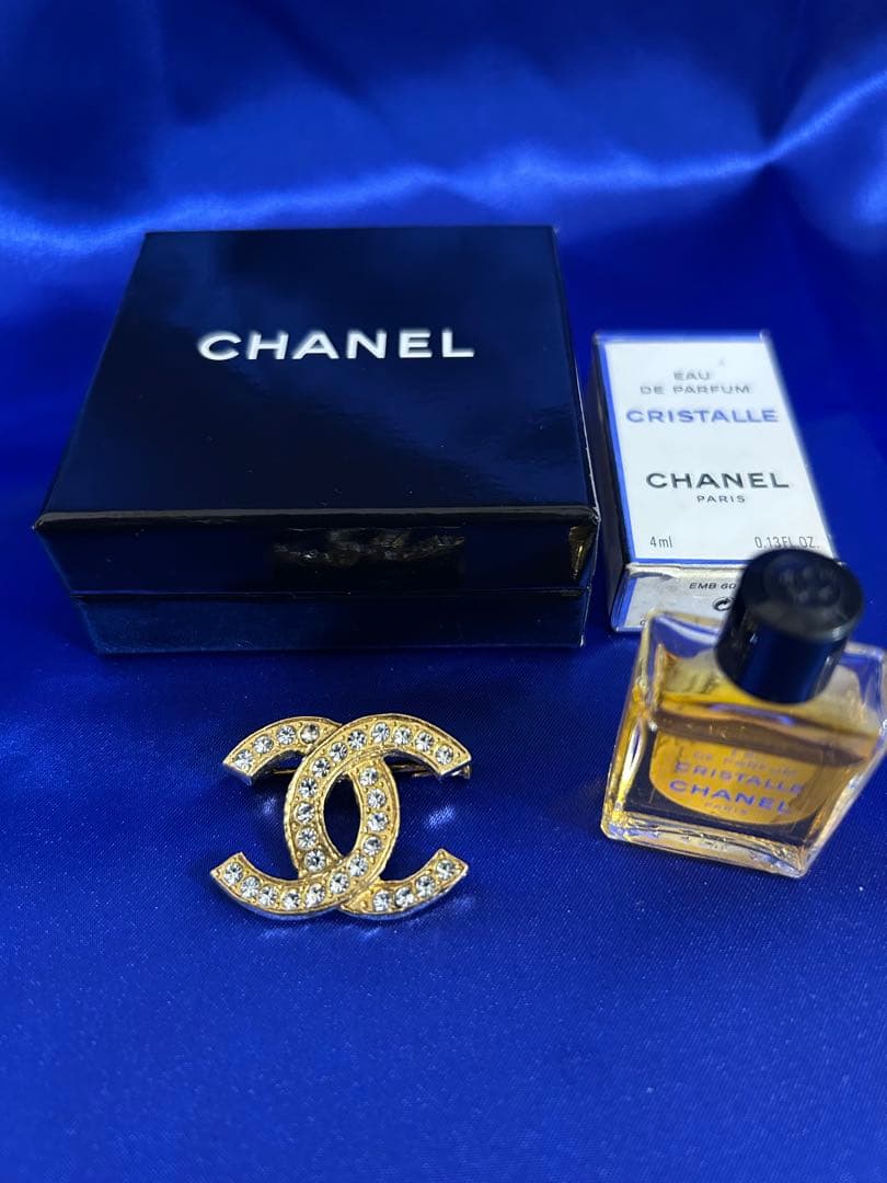 【CHANEL 】ヴィンテージ ココマークラインストーン ピンブローチ
