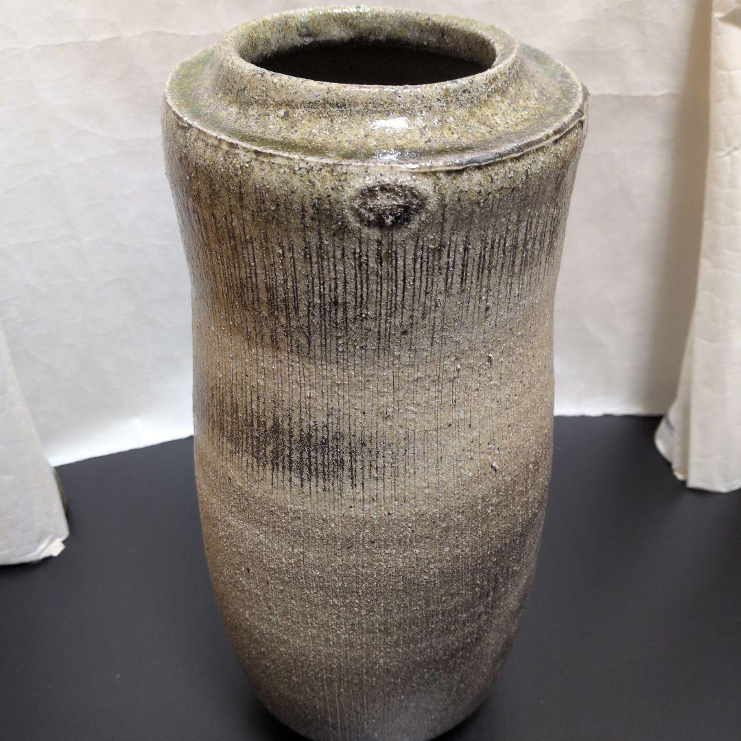 【灰釉　窯変長壺】みきお